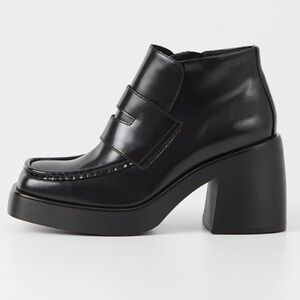 Vagabond Brooke Black polished leather Platform Booties Ankle Boots sz 38 US 8